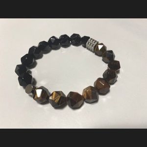 Lucky charm Tiger eye with black onyx stone bracelet 10 mm size beads